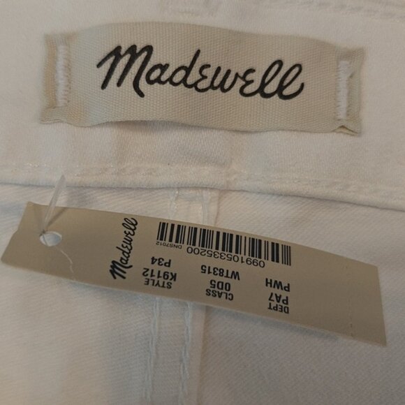 Madewell Size 34 Petite White Jeans 10" High Rise Skinny Step-Hem Button Fly - Picture 8 of 9